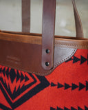 Wool geometric tote bag brown leather